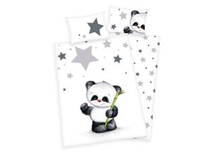 4006891898609 - Kinder-Wendebettwäsche Panda Renforcé 100 x 135 + 40 x 60 cm grau