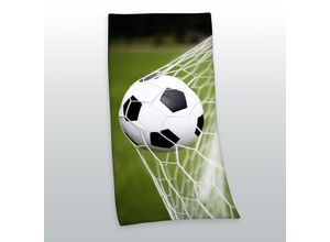 4006891914729 - Strand- & Badetuch Fußball Velourstuch 75 x 150 cm grün