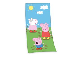 4006891939937 - Strand- & Badetuch Peppa Pig Velourstuch 75 x 150 cm hellgrün