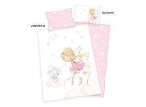 4006891955692 - Babybettwäsche BABY BEST Little Fairy Bettwäsche Gr B L 100 cm x 135 cm 1 St 1 St Flanell B L 60 cm x 40 cm rosa mit niedlichem Feen-Motiv