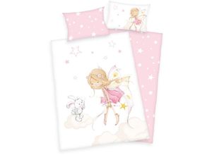 4006891965769 - Baumwollbettwäsche 100x135 Little Fairy weiß rosa für Kinderbett H23