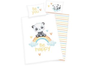 4006891967879 - - Baby-Bettwäsche Regenbogen-Panda ca 100x135 cm + 40x60 cm