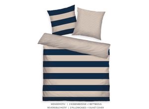 4006891978523 - Bettwäsche TOM TAILOR HOME BOLD STRIPES in Gr 135x200cm 155x220cm oder 200x200cm Gr B L 200 cm x 220 cm (1 St) B L 80 cm x 80 cm & 80 cm x 80 cm (2 St) Renforcé blau (dark navy sunny sand) Renforcé-Bettwäsche new bedroom mit farbigem Markenreißverschluss