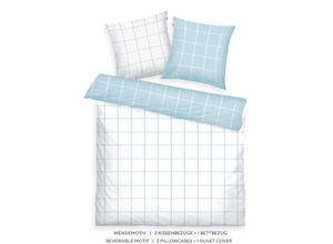 4006891978660 - Bettwäsche TOM TAILOR HOME LARGE CHECK in Gr 135x200cm 155x220cm oder 200x200cm Gr B L 200 cm x 220 cm (1 St) B L 80 cm x 80 cm & 80 cm x 80 cm (2 St) Renforcé blau (crisp white sky blue) Renforcé-Bettwäsche new bedroom mit farbigem Markenreißverschluss