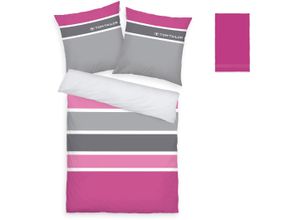 4006891979797 - Bettwäsche TOM TAILOR HOME Felix in Gr 135x200 oder 155x220 cm Gr B L 135 cm x 200 cm 1 St 1 St Biber B L 80 cm x 80 cm lila (beere) mit GRATIS-Zugabe Gästehandtuch Reißverschluss