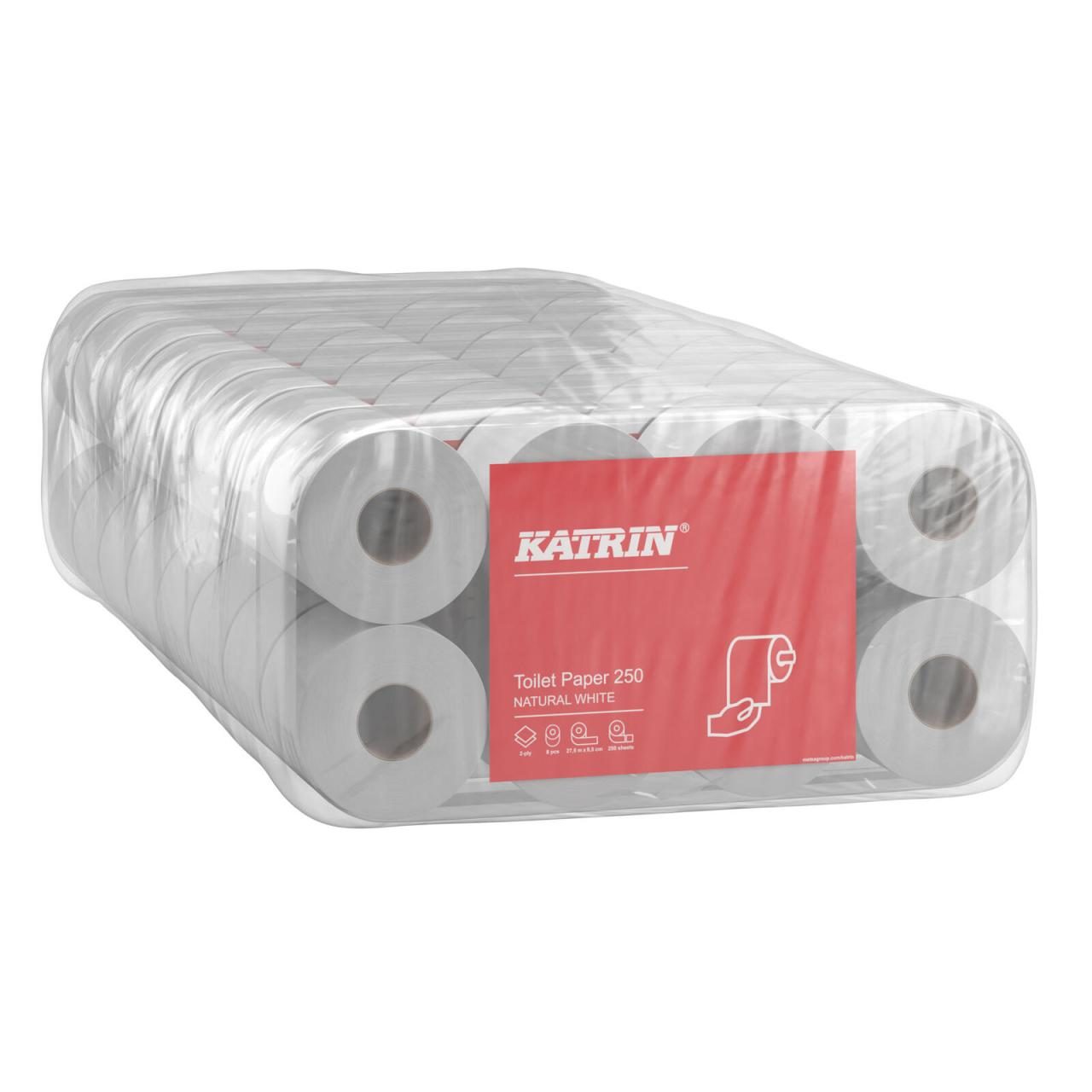 4006897169505 - KATRIN Toilettenpapier 250 Blatt Saugfähiges Toilettenpapier 2-lagig weiß 1 Paket = 8 x 8 Rollen à 250 Blatt