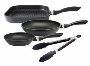 4006925155012 - Pfannen-Set ELO Pfannenset Alucast 4 teilig schwarz H45cm Ø20cm Pfannen Induktion inkl 1 Kochzange