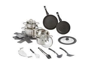 4006925908151 - ELO Kochtopfset Lima Sol  Silber  Metall  15-teilig  16 cm20 cm  rund  Messskala backofengeeignet  Kochen Töpfe Topfsets