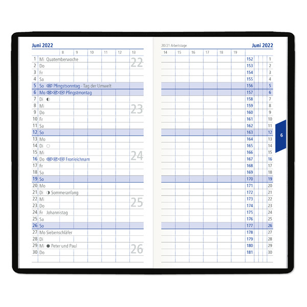 4006928022298 - Taschenkalender 520-1001 farbig sortiert 1 Monat   2 Seiten 95x16cm (A6) 2025 4006928022298 Zettler