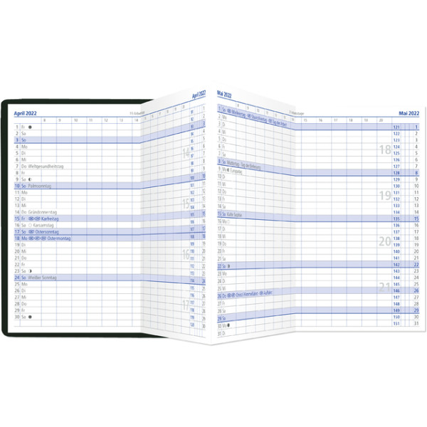 4006928022304 - Taschenkalender 510-1001 farbig sortiert 1 Monat   2 Seiten 95x16cm (A6) 2025 4006928022304 Zettler