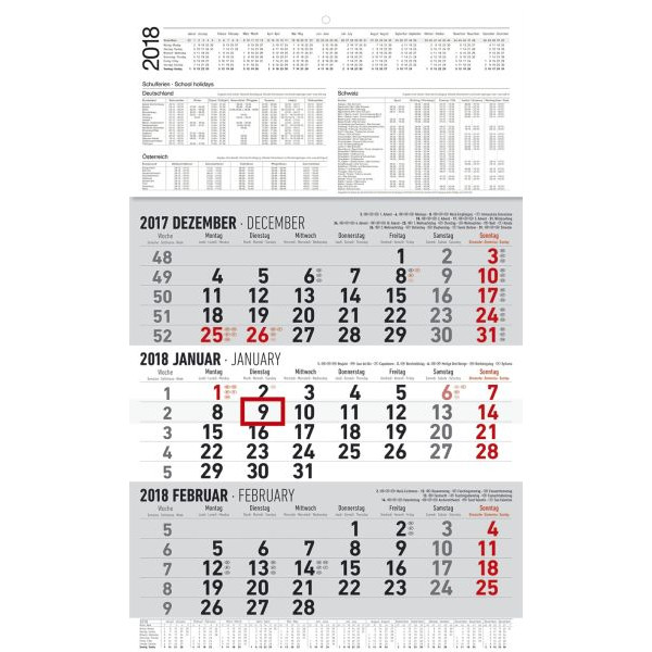 4006928022458 - 3-Monatskalender groß 2023 - Büro-Kalender 30x488 cm (geöffnet) - mit Datumsschieber - Zettler - 954-0011