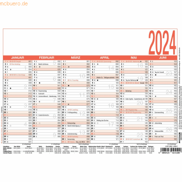 4006928024100 - ZETTLER Arbeitstagekalender 904-0000 A5 quer 6M1S schwarzrot 4