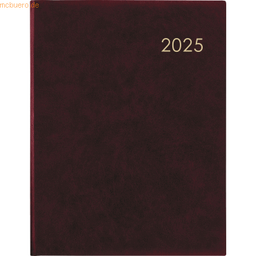 4006928024995 - Wochenbuch 728 21x265cm 1 Woche 2 Seiten Leder bordeaux 2025