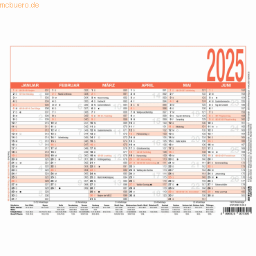 4006928025305 - Plakatkalender 904-0000 6 Monate   1 Seite 21x148cm (A5 quer) 2025 4006928025305 Zettler