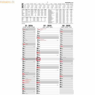 4006928026098 - 3-Monats-Wandkalender Streifenplaner 2025 4006928026098 Zettler