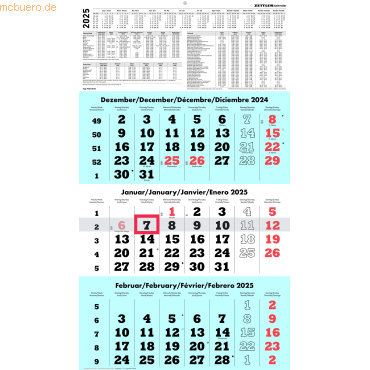 4006928026135 - Dreimonatskalender 958-0015 3 Monate   1 Seite 297x565cm 2025 4006928026135 Zettler