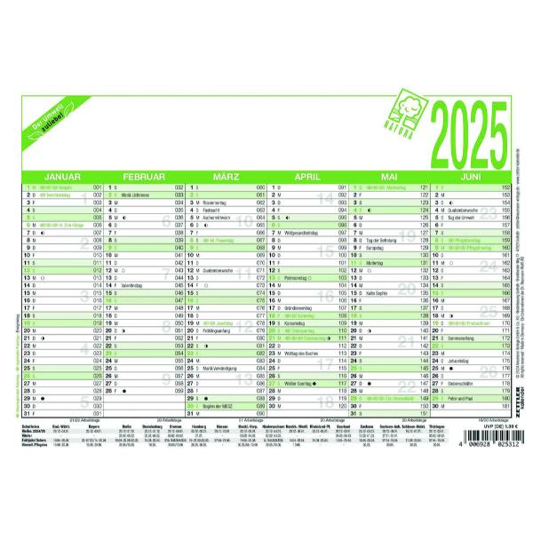 4006928090426 - Plakatkalender 904-0700 NATURA 6 Monate   1 Seite 21x148cm (A5 quer) 2025 4006928090426 Zettler