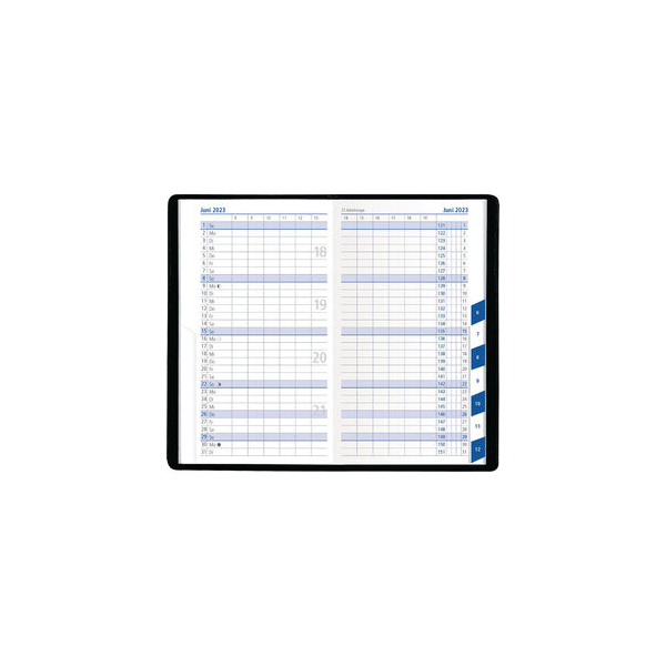 4006928699780 - Taschenkalender 530-1020 Register schwarz 1 Monat   2 Seiten 95x16cm (A6) 2025 4006928699780 Zettler