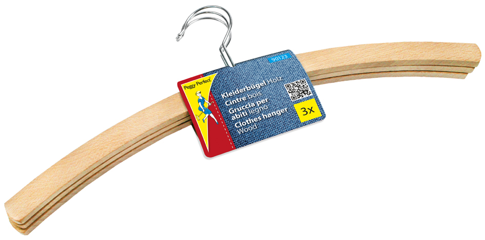 4006938901231 - Peggy Perfect Holz-Kleiderbügel ohne Steg natur 3er Pack