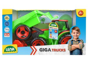 4006942899104 - LENA® GIGA TRUCKS Traktor mit Frontlader & Anhänger hellgrün rot Schaukarton