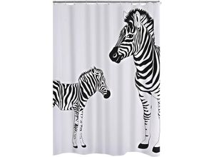 4006956099170 - - Duschvorhang Textil Zebra inkl Ringe schwarz 180x200 cm - schwarz