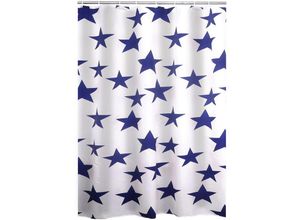 4006956126777 - - Duschvorhang Textil Star ohne Ringe blau 180x200 cm - blau