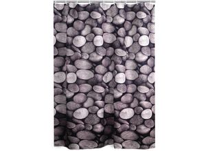 4006956128221 - - Duschvorhang Textil Piedras ohne Ringe multicolor 180x200 cm - multicolor