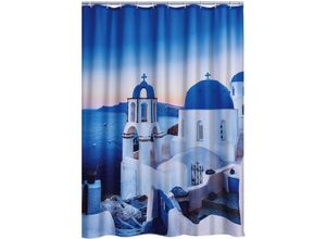 4006956138534 - - Duschvorhang Textil Santorini ohne Ringe multicolor 180x200 cm - multicolor