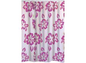 4006956354309 - Duschvorhang Folie Flowerpower inkl Ringe Semitransparent-rosa 180x200 cm - Semitransparent-rosa