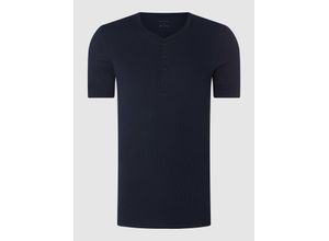 4007065807236 - Shirt kurzarm Doppelripp Organic Cotton Knopfleiste dunkelblau - Retro Rib für Herren 5