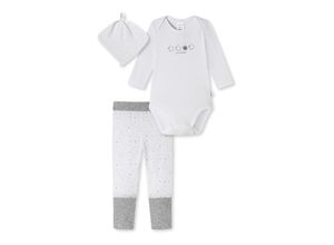 4007065949899 - Babyset 3-teilig Feinripp Organic Cotton Body Variohose Tuch weiß hellgrau - Original Classics 56626874808692