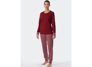 4007066271593 - Schiesser Damen Pyjama - Essential Stripes rot