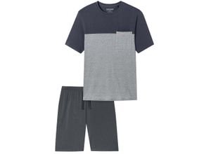 4007066726581 - SCHIESSER 95 5 Nightwear Schlafanzug kurz zweifarbig Brusttasche für Herren grau 54