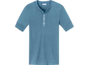 4007066752566 - Schiesser REVIVAL Karl-Heinz Unterhemd Kurzarm Henley-Ausschnitt für Herren blau 7