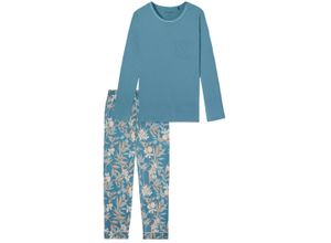 4007066784826 - SCHIESSER Comfort Nightwear Schlafanzug Single-Jersey-Qualität für Damen blau 42