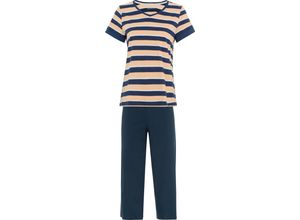 4007066785267 - SCHIESSER Casual Essentials Capri-Pyjama V-Ausschnitt für Damen blau 38