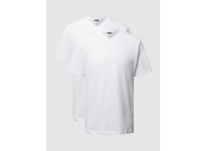 4007067619615 - Shirt kurzarm Jersey 2er-Pack V-Ausschnitt weiß - American T-Shirt für Herren