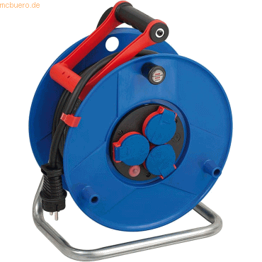 4007123141340 - Brennenstuhl Garant Gewerbe- Baustellen-Kabeltrommel 25 m RN-Kabel IP44 cablepilot Tragegriff Drehgriff L 190 x H 370 mm blau rot schwarz