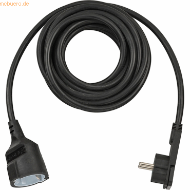 4007123644582 - Brennenstuhl - Kurzverlängerungsleitung mit Winkel-Flachstecker 5m H05VV-F3G15 schwarz - 1168980050