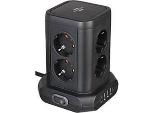 4007123677740 - Brennenstuhl - Steckdosenturm 8-fach mit usb Steckdosenblock 8-fach mit 4x usb Steckdosen in 45°-Anordnung 2m Kabel schwarz - schwarz 4007123677740 - Brennenstuhl - Steckdosenturm 8-fach mit usb Steckdosenblock 8-fach mit 4x usb Steckdosen in 45°-Anordnung 2m Kabel schwarz - schwarz
