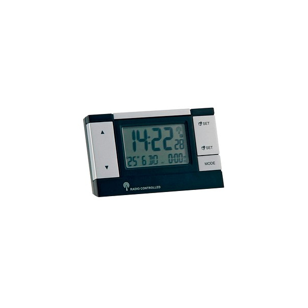 4007218510594 - Mebus - 51059 Schwarz Silber - Wecker (Schwarz Silber lcd 2 Zeilen 120 mm 75 mm)