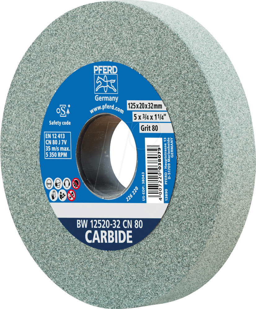 4007220038079 - PFERD 39009723 - Schleifbockscheibe Ø 125x20mm Bohrung-Ø 32 mm SiC80
