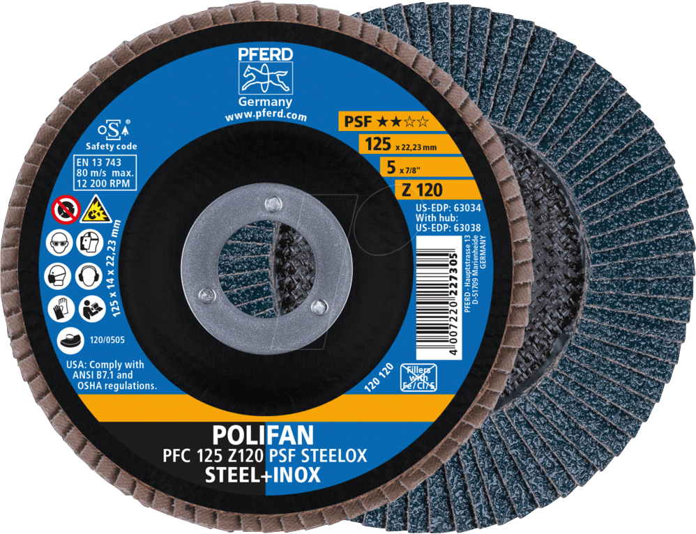 4007220227305 - PFERD 69398195 - POLIFAN Fächerscheibe PFC 125x2223 mm konisch Z120 Universallin