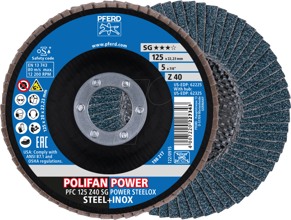 4007220227343 - PFERD 69398198 - POLIFAN POWER Fächerscheibe PFC 125x2223 mm konisch Z40
