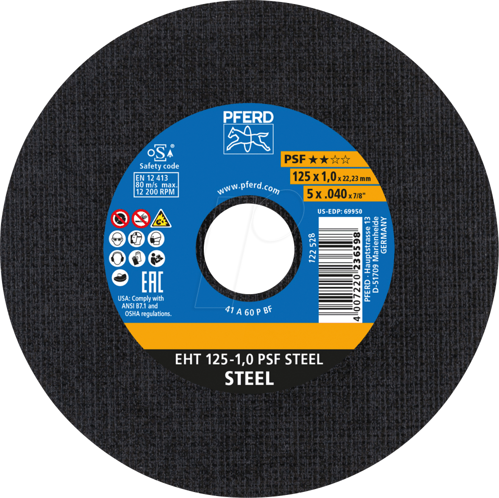 4007220236598 - PFERD 61719010 - Trennscheibe EHT 125x10x2223 mm gerade Universallinie PSF STEE