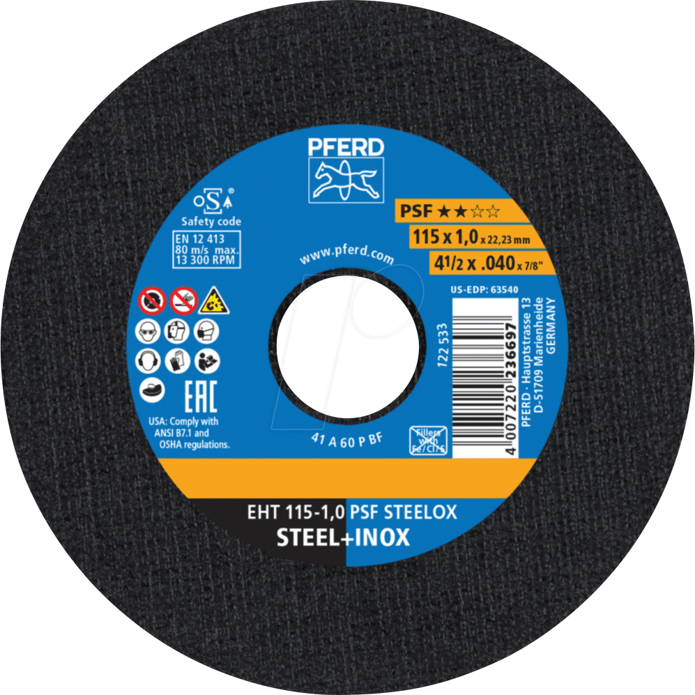 4007220236697 - PFERD 61730100 - Trennscheibe EHT 115x10x2223 mm gerade Universallinie PSF STEE