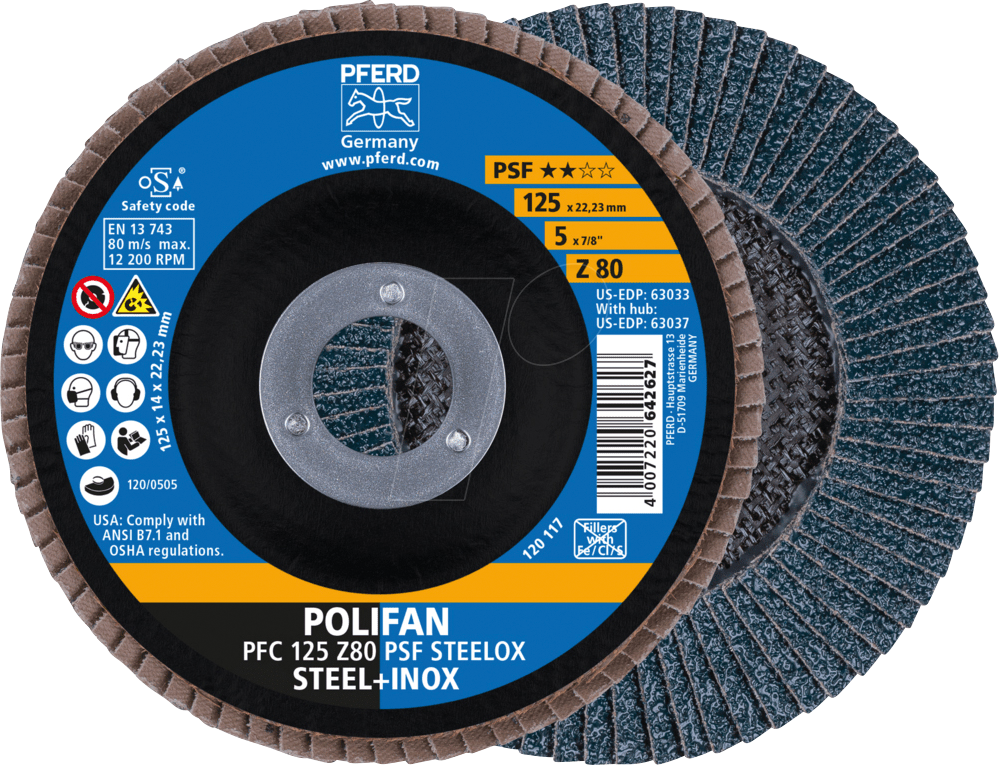 4007220642627 - PFERD 69398194 - POLIFAN Fächerscheibe PFC 125x2223 mm konisch Z80 Universallini