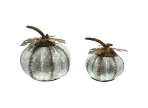 4007299521847 - Dekoleidenschaft - Metallkürbis Rostblätter 2er Set Herbst Halloween herbstliche Deko Kürbis FF-229597