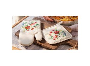 4007299533093 - - Küchen-Set Landblumen 2tlg Ofenhandschuh Topflappen Kochen Backen Grillen