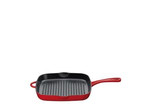 4007371059381 - Grillpfanne hoch aromaschonend Energiesparende Gusseisenpfanne für alle Herdarten und Induktion Farbe rot